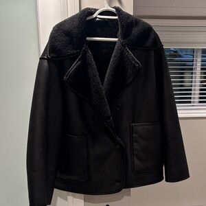 Zara Black Faux Shearling Coat